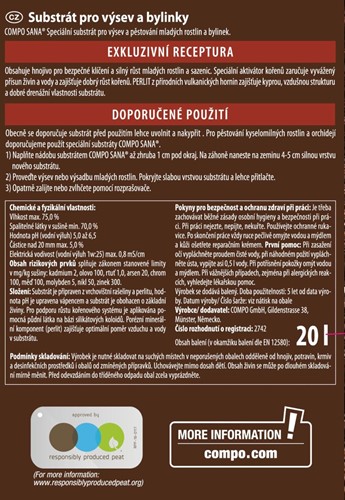 Ziemia do siewu i pikowania z ukorzeniaczem 20 l Compo Sana