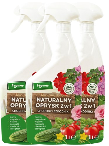 Naturalny spray 2w1 na choroby i szkodniki 3x1000 ml Vegano