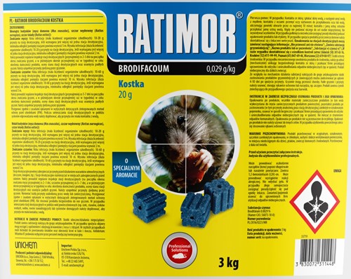 Trutka na myszy i szczury Ratimor Brodifakum kostka - 3 kg