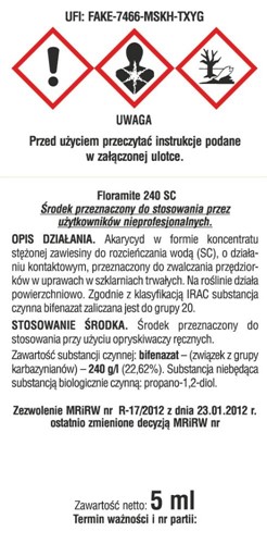 Floramite 240 SC oprysk na przędziorki 5 ml