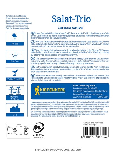 Sałata liściowa - 3 odmiany odporne - nasiona na taśmie