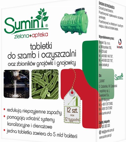 Tabletki do szamb i oczyszczalni Biopreparat 12 szt Sumin