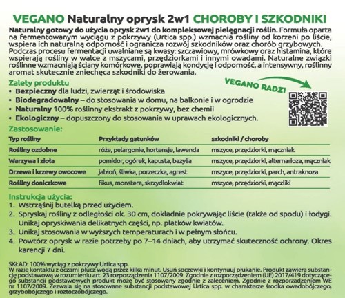 Naturalny spray 2w1 na choroby i szkodniki 1000 ml Vegano