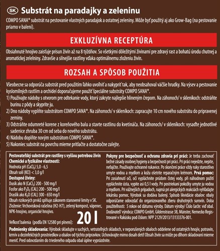 Ziemia do pomidorów i warzyw z kompostem 20 l Compo Sana