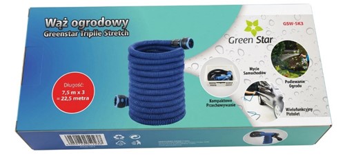 Wąż ogrodowy rozciągliwy od 7,5 do 22,5 m Green Star