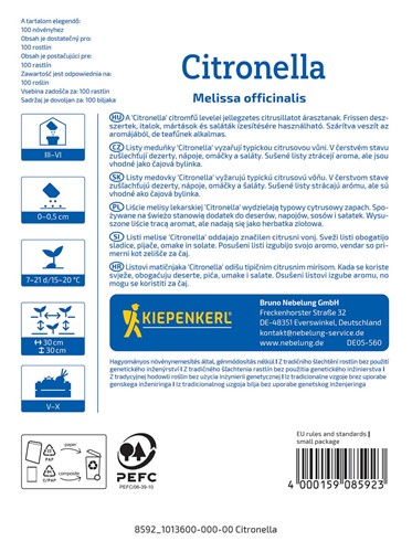 Melisa lekarska Citronella - cytrynowa wieloletnia - nasiona
