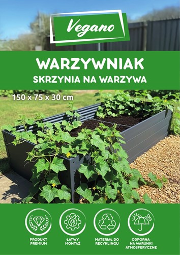 Podwyższona grządka warzywna antracyt 150x75x30 cm Vegano