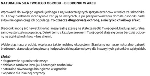 Mszyca Stoper - larwy biedronki na mszyce - 100 szt. Vegano