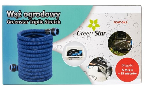 Wąż ogrodowy rozciągliwy od 5 do 15 m Green Star