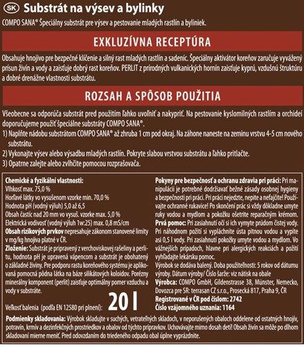 Ziemia do siewu i pikowania z ukorzeniaczem 20 l Compo Sana