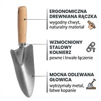 Łopatka ogrodowa z drewnianą rączką – 27 cm Green Star