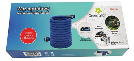 Wąż ogrodowy rozciągliwy od 7,5 do 22,5 m Green Star