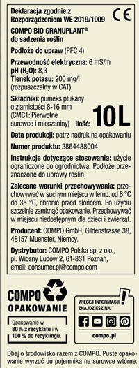 BIO Granuplant do sadzenia roślin 8-16 mm 10 l Compo