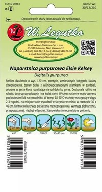 Naparstnica purpurowa Elsie Kelsey o białych kwiatach 0,1 g