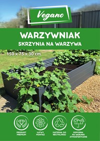 Podwyższona grządka warzywna antracyt 150x75x30 cm Vegano
