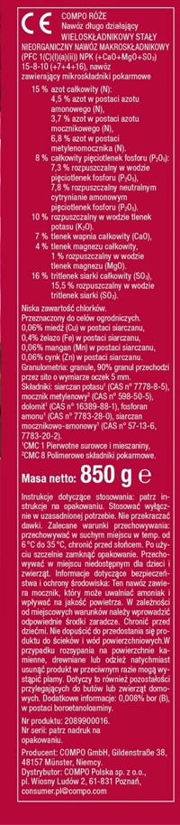Nawóz do róż długo działający 850 g Compo