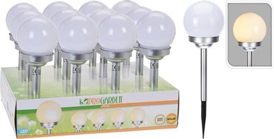 Lampa solarna LED biała kula 10 cm