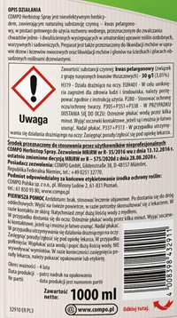 Herbistop Spray oprysk na chwasty, mech i glony 1 l Compo
