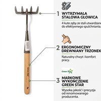 Grabki ręczne Pro Natura z drewnianą rączką – Green Star